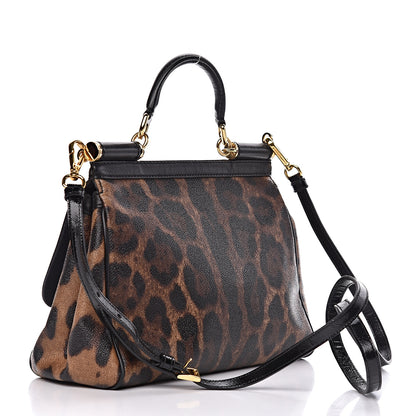 Dolce & Gabbana Dauphine Leopard Print Small Miss Sicily Satchel Black 3 of 17