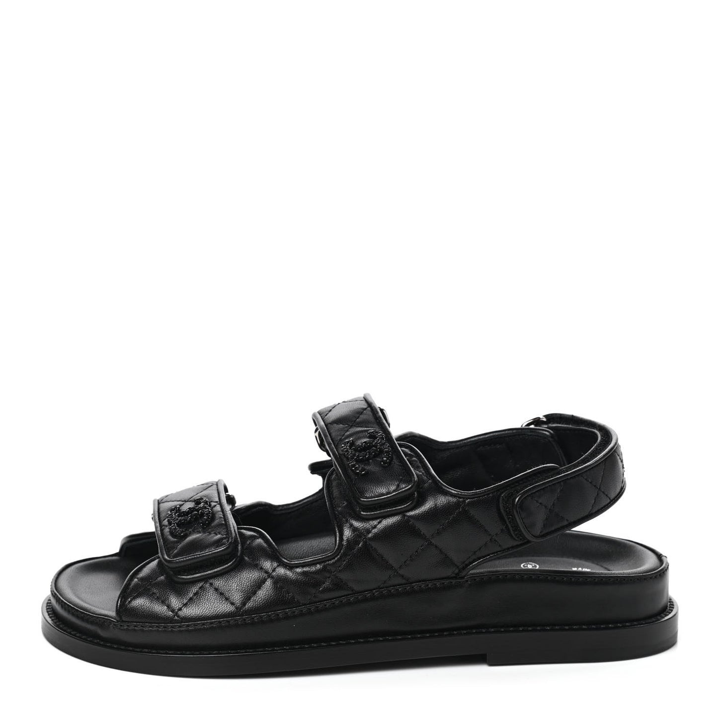 Lambskin Velcro Dad Sandals 36 Black