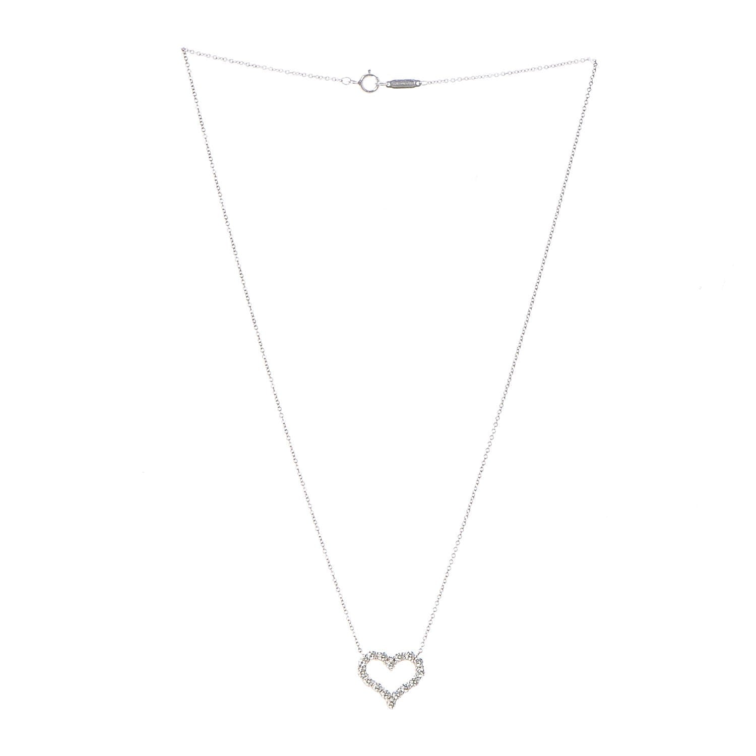 Tiffany Platinum Diamond Small Heart Pendant Necklace 3 of 6