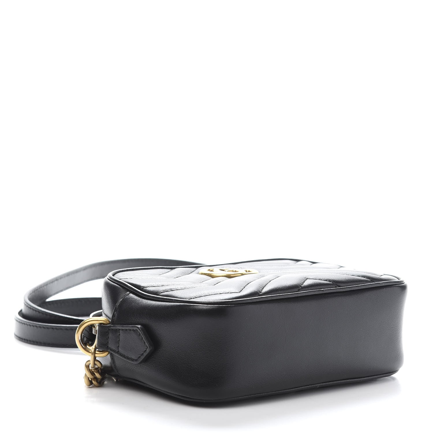 Gucci Calfskin Matelasse Mini GG Marmont Chain Shoulder Bag Black 4 of 11