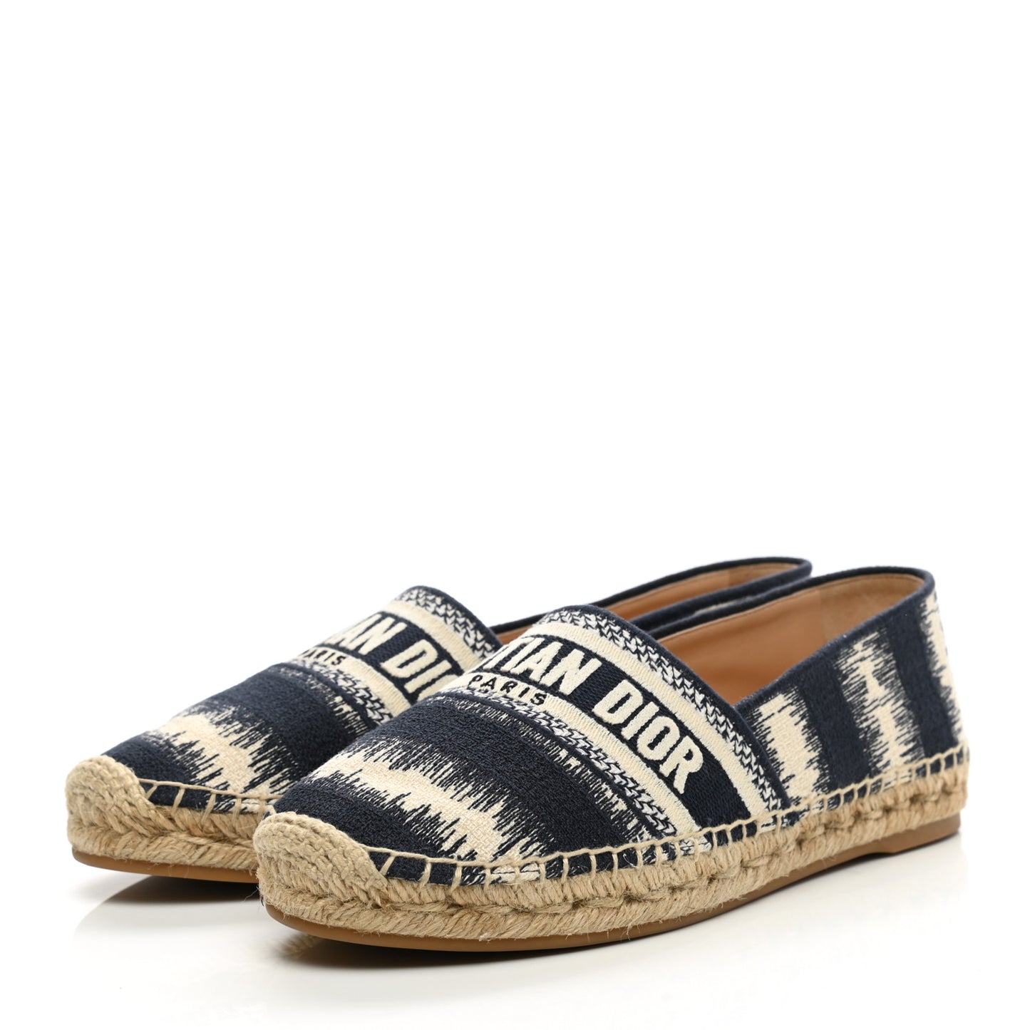 Cotton D-Stripes Embroidered Granville 15mm Espadrilles 38 Deep Blue