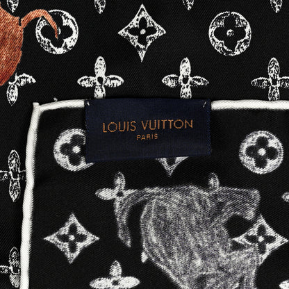 Louis Vuitton Silk Catogram Classic Square Scarf Black 3 of 3