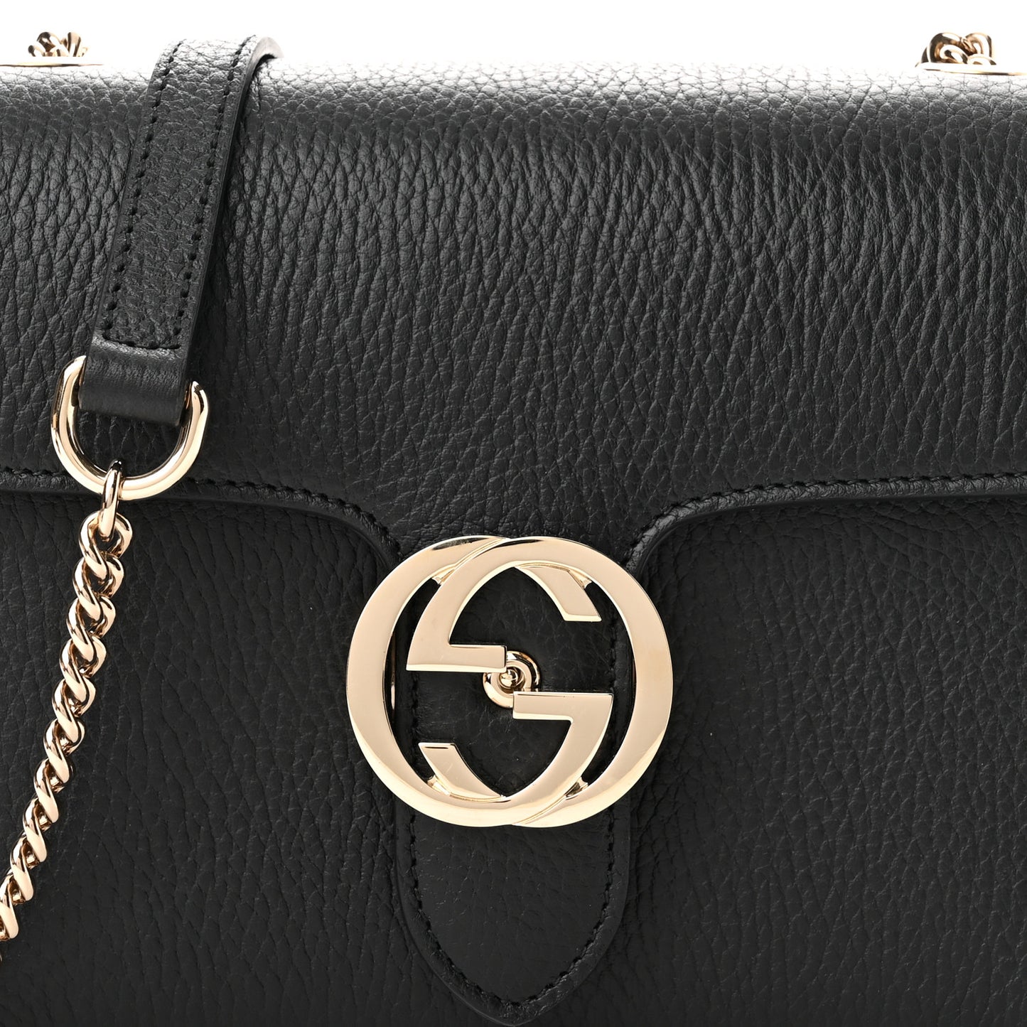 Dollar Calfskin Small Interlocking G Shoulder Bag Black