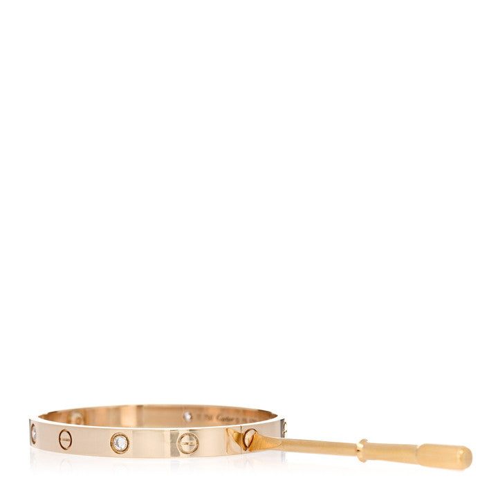 18K Yellow Gold 4 Diamond LOVE Bracelet 17