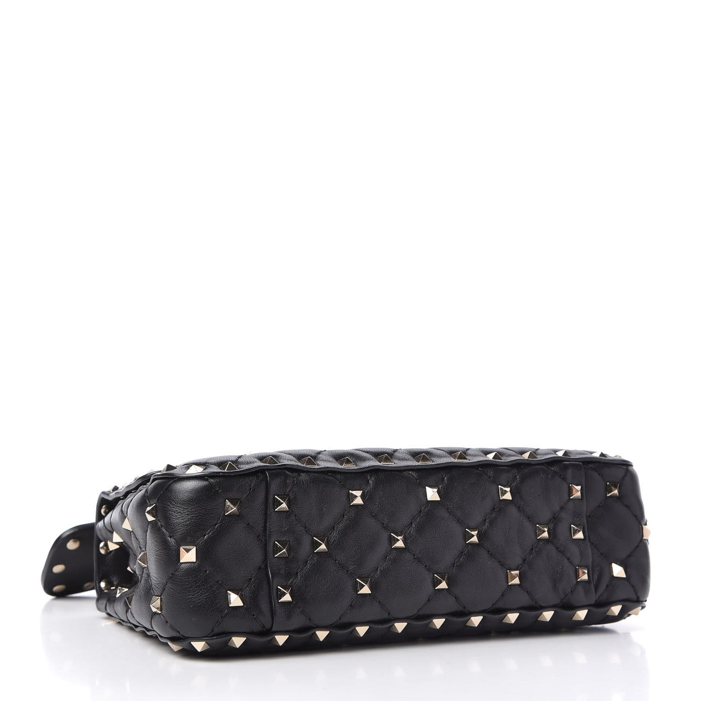 Lambskin Small Rockstud Spike Shoulder Bag Black