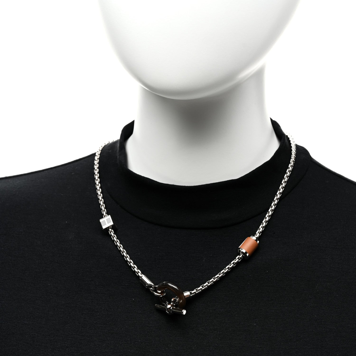 Hermes Palladium Buffalo Horn Swift Meli-Melo Necklace 2 of 6
