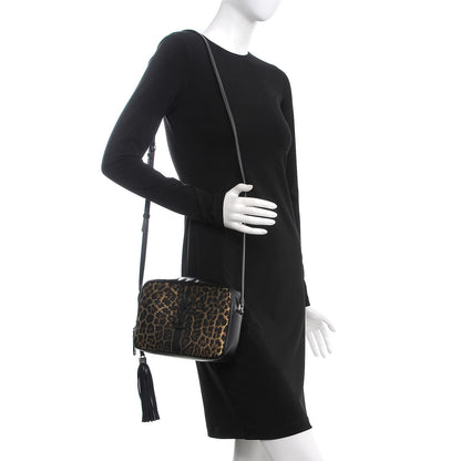 Saint Laurent Calfskin Leopard Print Monogram Lou Camera Bag Black 2 of 7