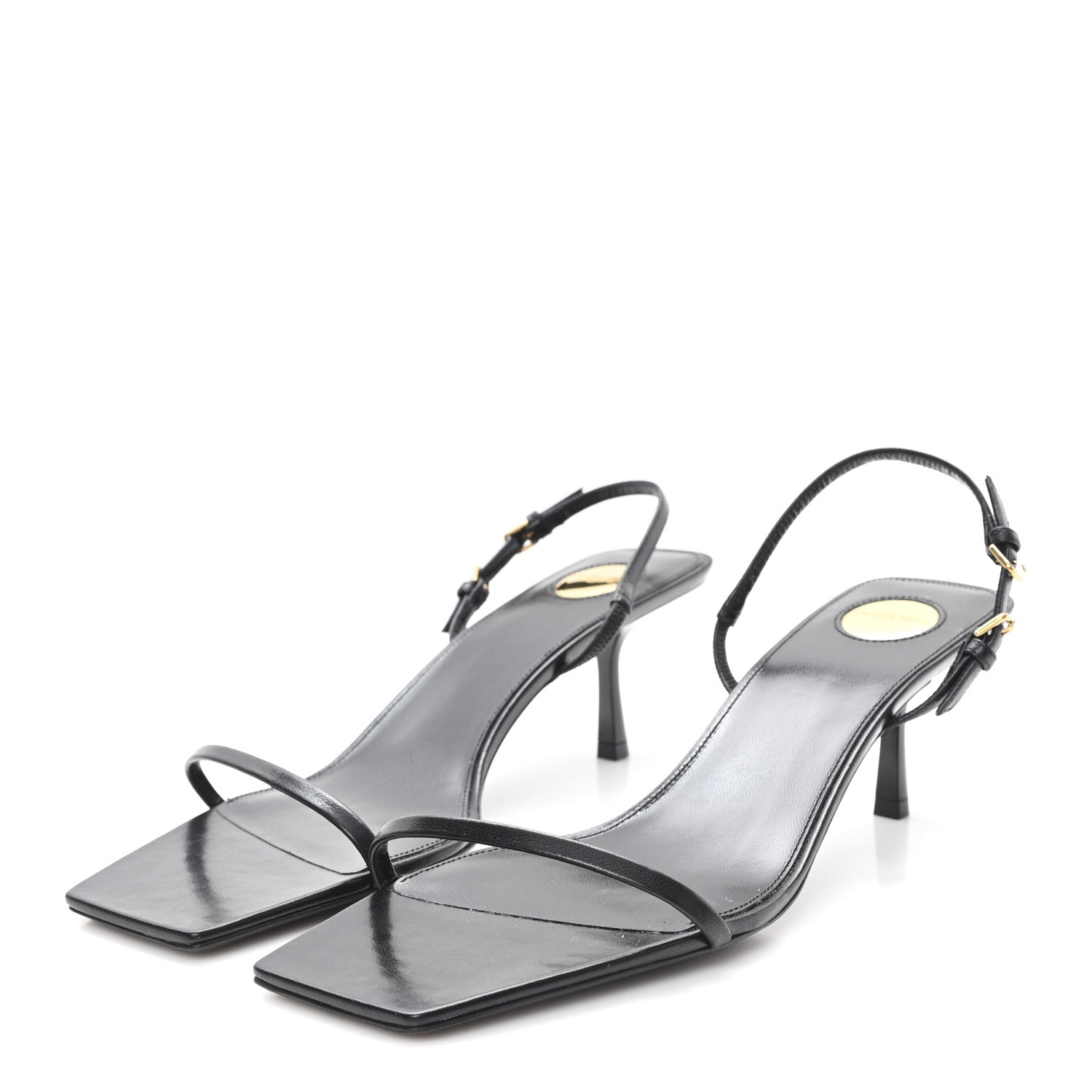 Saint Laurent Satin Slingback Jaspe 55 Sandals  41 Black 4 of 8