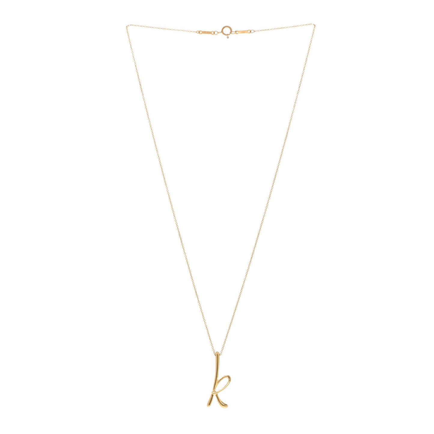 18K Yellow Gold Elsa Peretti Letter K Pendant Necklace
