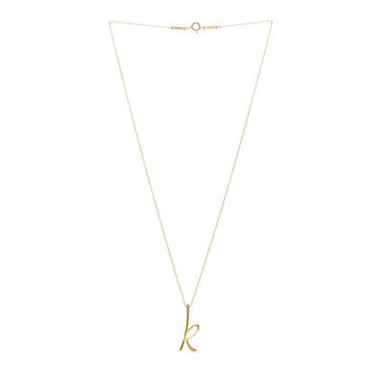Tiffany 18K Yellow Gold Elsa Peretti Letter K Pendant Necklace 3 of 4