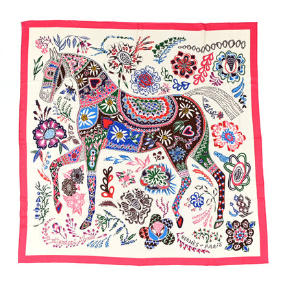 Hermes Cashmere Silk En Attendant Ulysse Shawl 140 White Rose Vif Multicolor 1 of 5