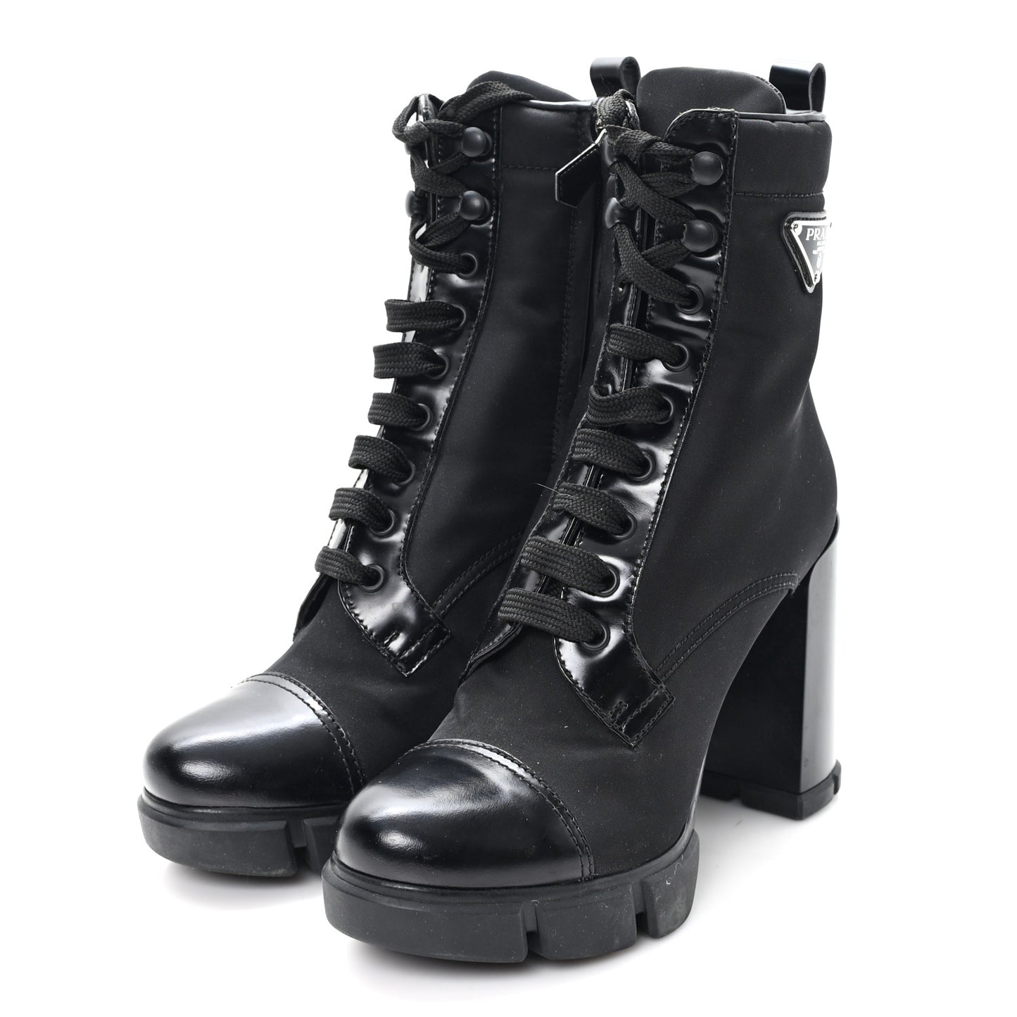 Spazzolato Re-Nylon Metal Triangle Logo 110mm Ankle Boots 37 Black