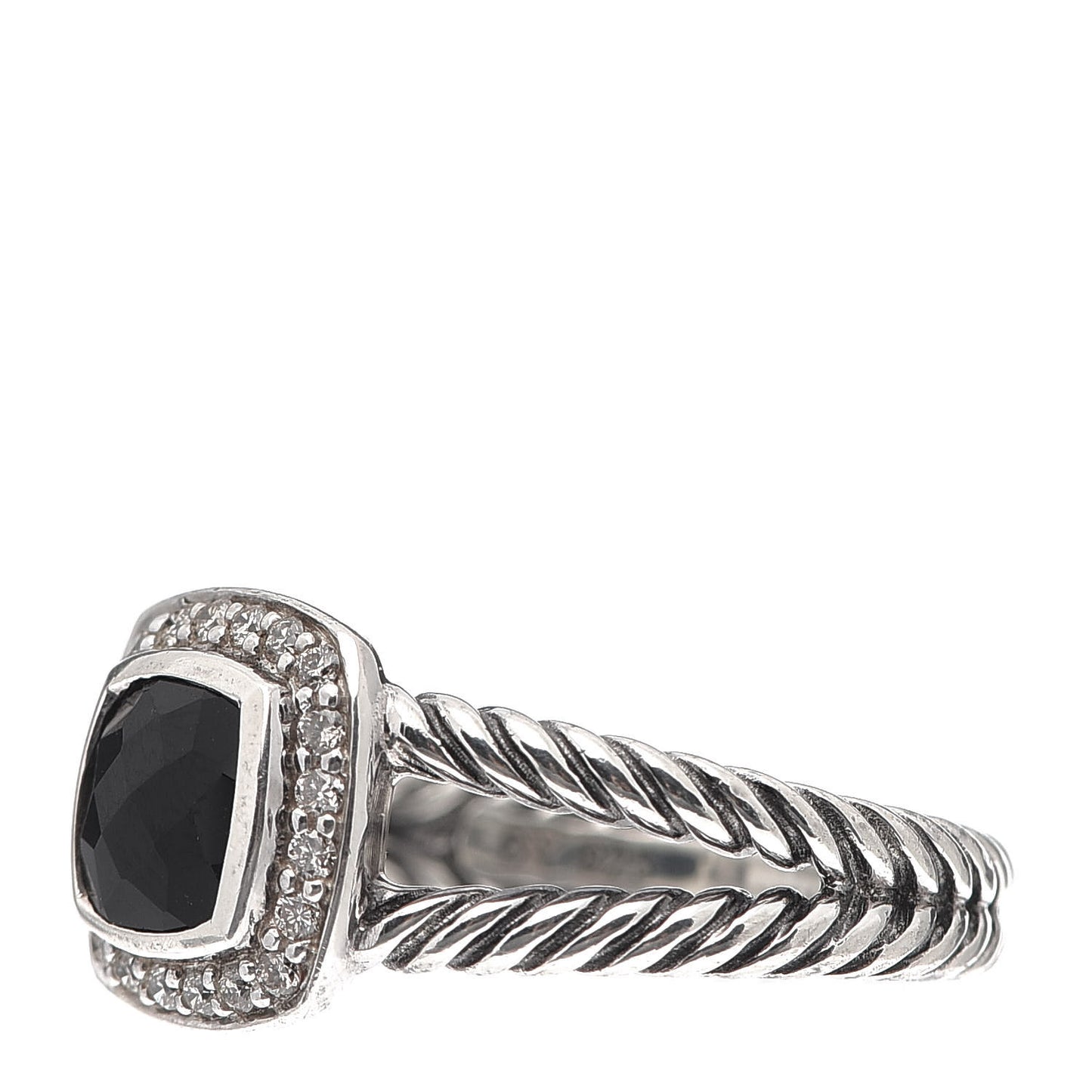 Sterling Silver Diamond Black Onyx 7mm Petite Albion Ring 57 8