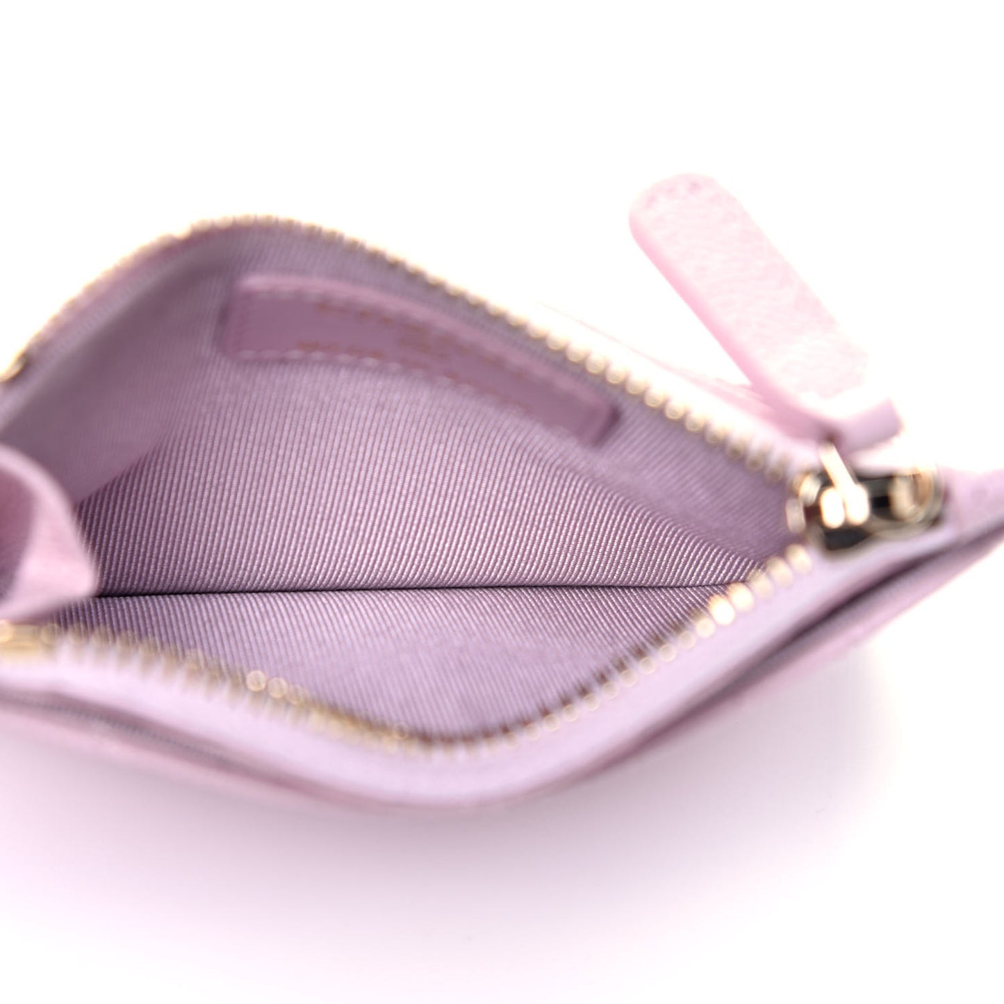Caviar Quilted CC Zip Card Holder Light Pink