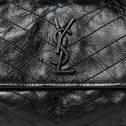 Saint Laurent Crinkled Calfskin Matelasse Monogram Medium Niki Chain Satchel Black 8 of 10