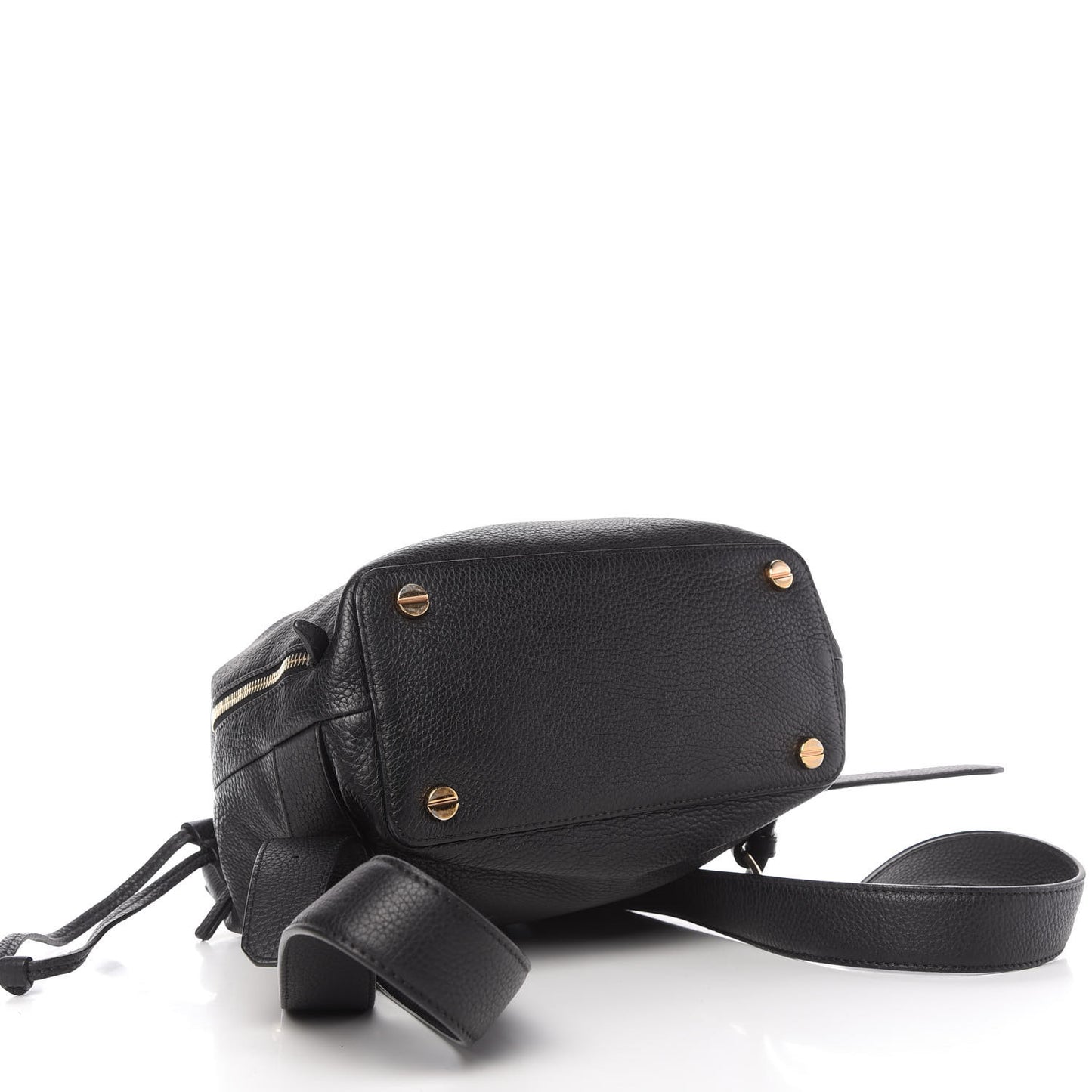 Pebbled Calfskin Rockstud Drawstring Backpack Black
