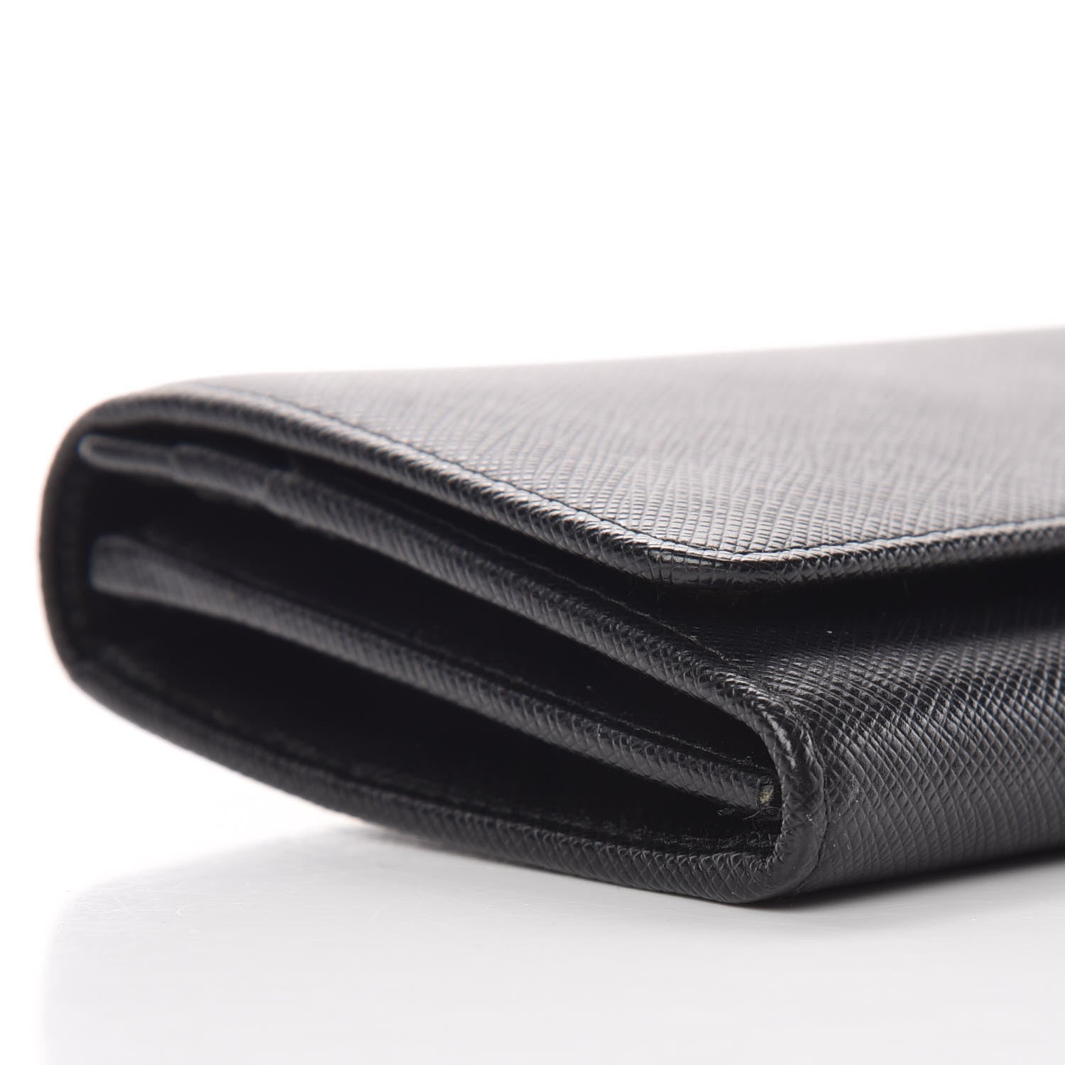 Prada Saffiano Metal Continental Flap Wallet Black 9 of 10