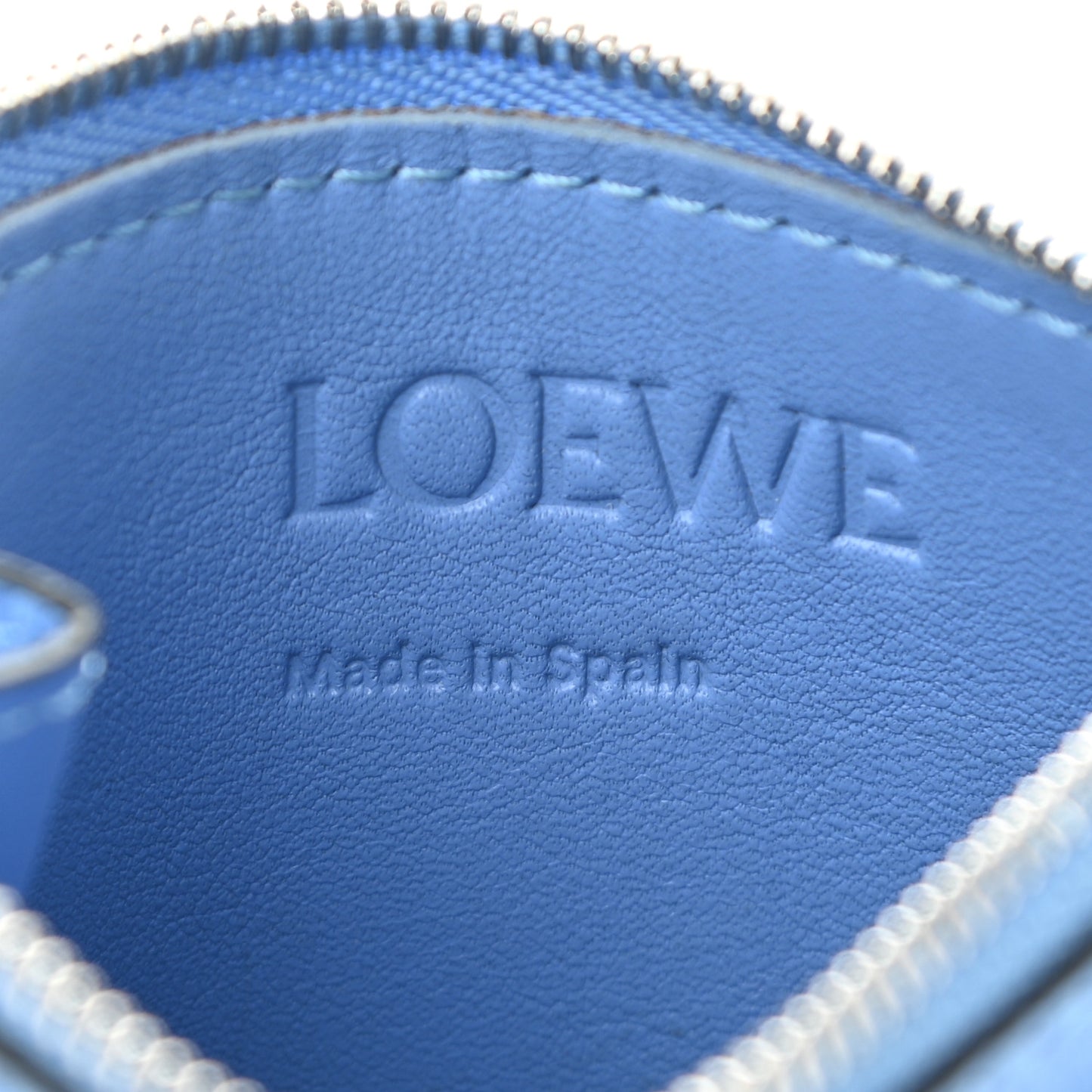 Pebble Grain Calfskin Anagram Square Zip Cardholder Celestine Blue