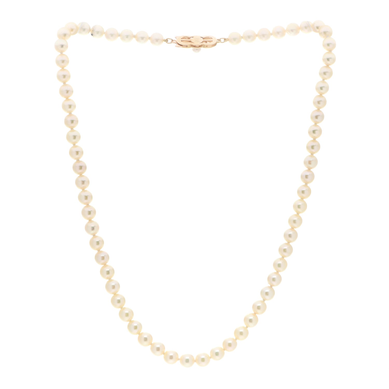 Mikimoto 18K Yellow Gold Akoya Pearl 6.5-7mm Strand Necklace 15.5" 3 of 5