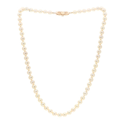 Mikimoto 18K Yellow Gold Akoya Pearl 6.5-7mm Strand Necklace 15.5" 3 of 5