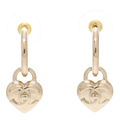 Chanel Metal CC Heart Drop Earrings Gold 1 of 5