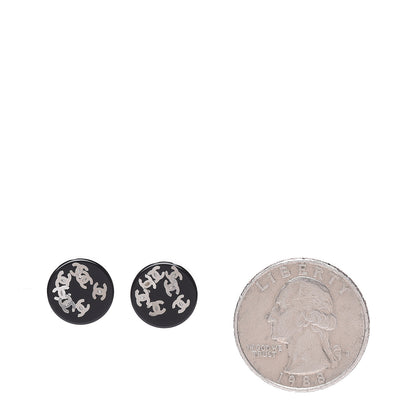 Chanel Resin CC Earrings Black Silver 2 of 4