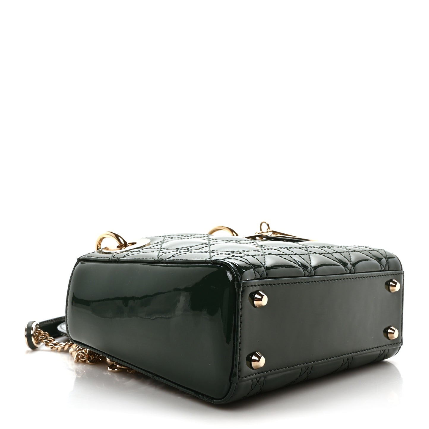 Patent Cannage Mini Lady Dior Pine Green