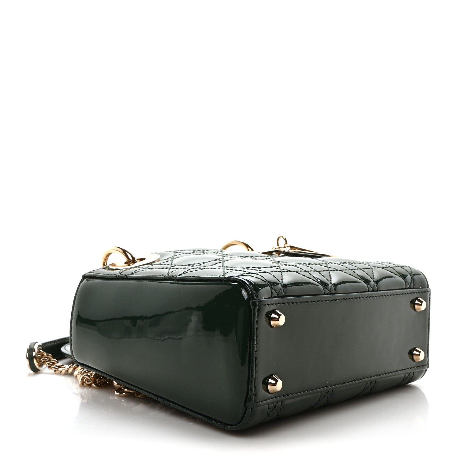 Christian Dior Patent Cannage Mini Lady Dior Pine Green 4 of 11