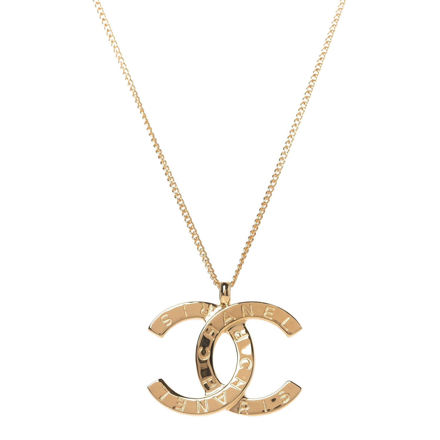 Chanel Metal CC Paris Button Necklace Gold 1 of 6