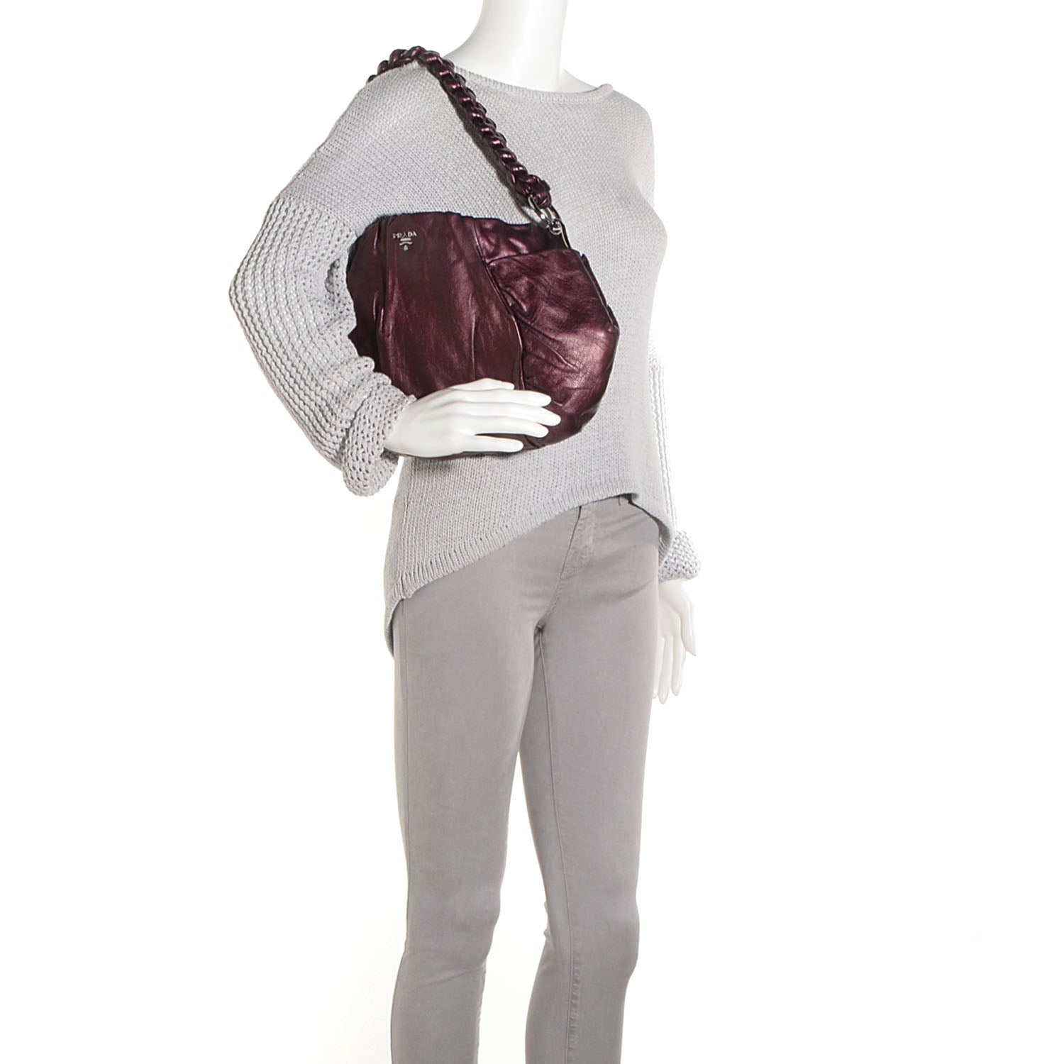 Prada Nappa Mordore Hobo Lampone 2 of 10