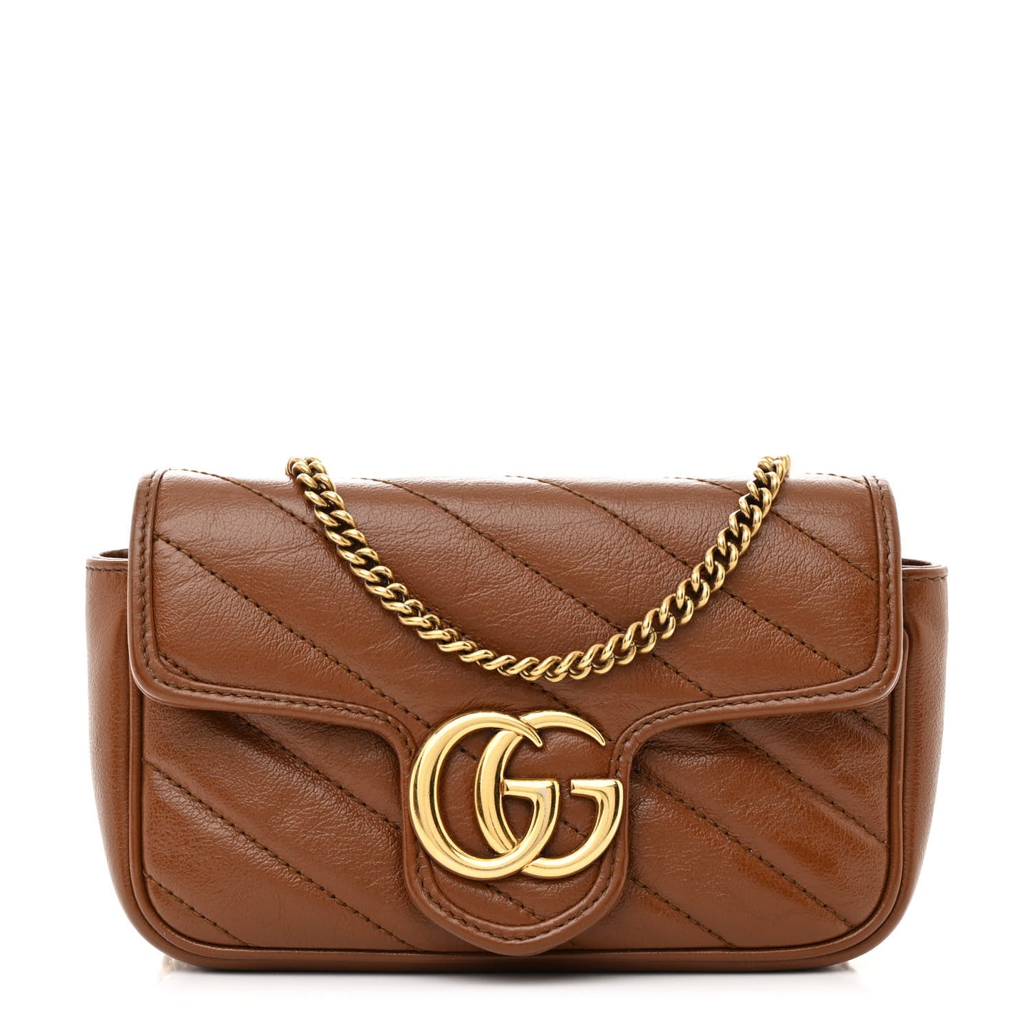 Azalea Calfskin Matelasse Diagonal Super Mini GG Marmont Shoulder Bag Cuir