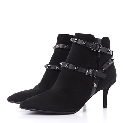 Valentino Garavani Suede Rockstud Double Buckle 65mm Ankle Boots 36.5 Black 4 of 11