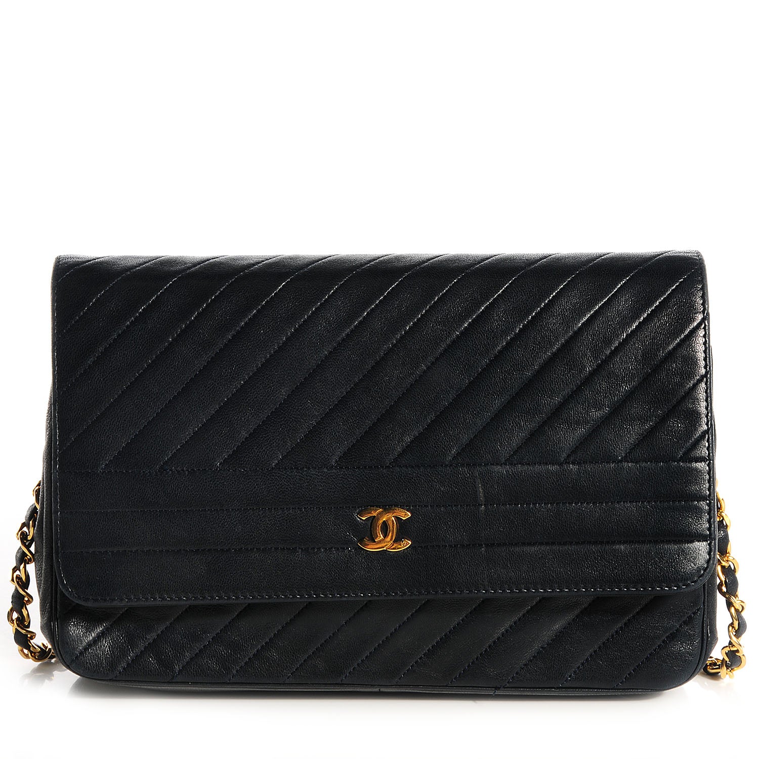 Chanel Lambskin Quilted Medium Single Flap Navy 1 of 8