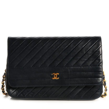 Chanel Lambskin Quilted Medium Single Flap Navy 1 of 8