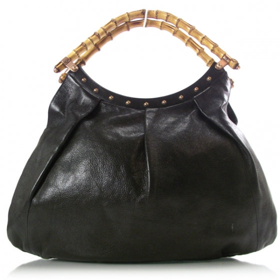 Leather Bamboo Top Handle Tote