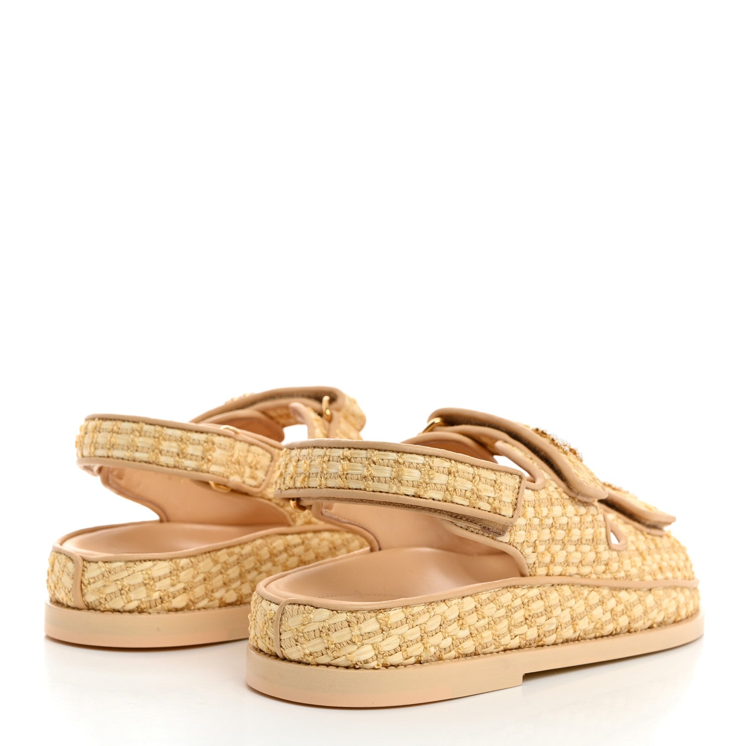 Chanel Braided Fabric Velcro Dad Sandals 38 Beige 4 of 9