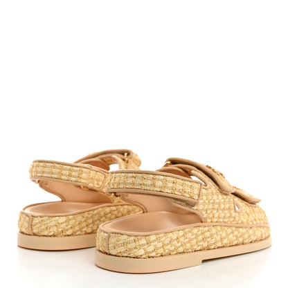 Chanel Braided Fabric Velcro Dad Sandals 38 Beige 4 of 9