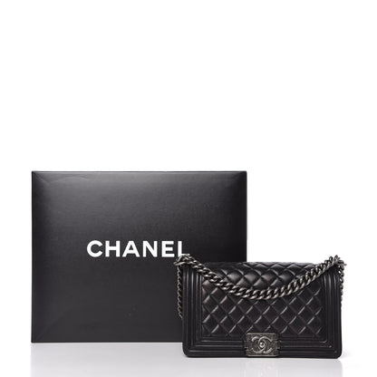 Chanel Lambskin Quilted Medium Boy Flap Black 11 of 11
