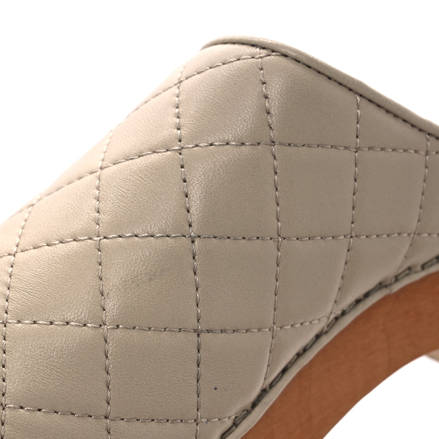 Lambskin Quilted CC Clogs 38 Beige