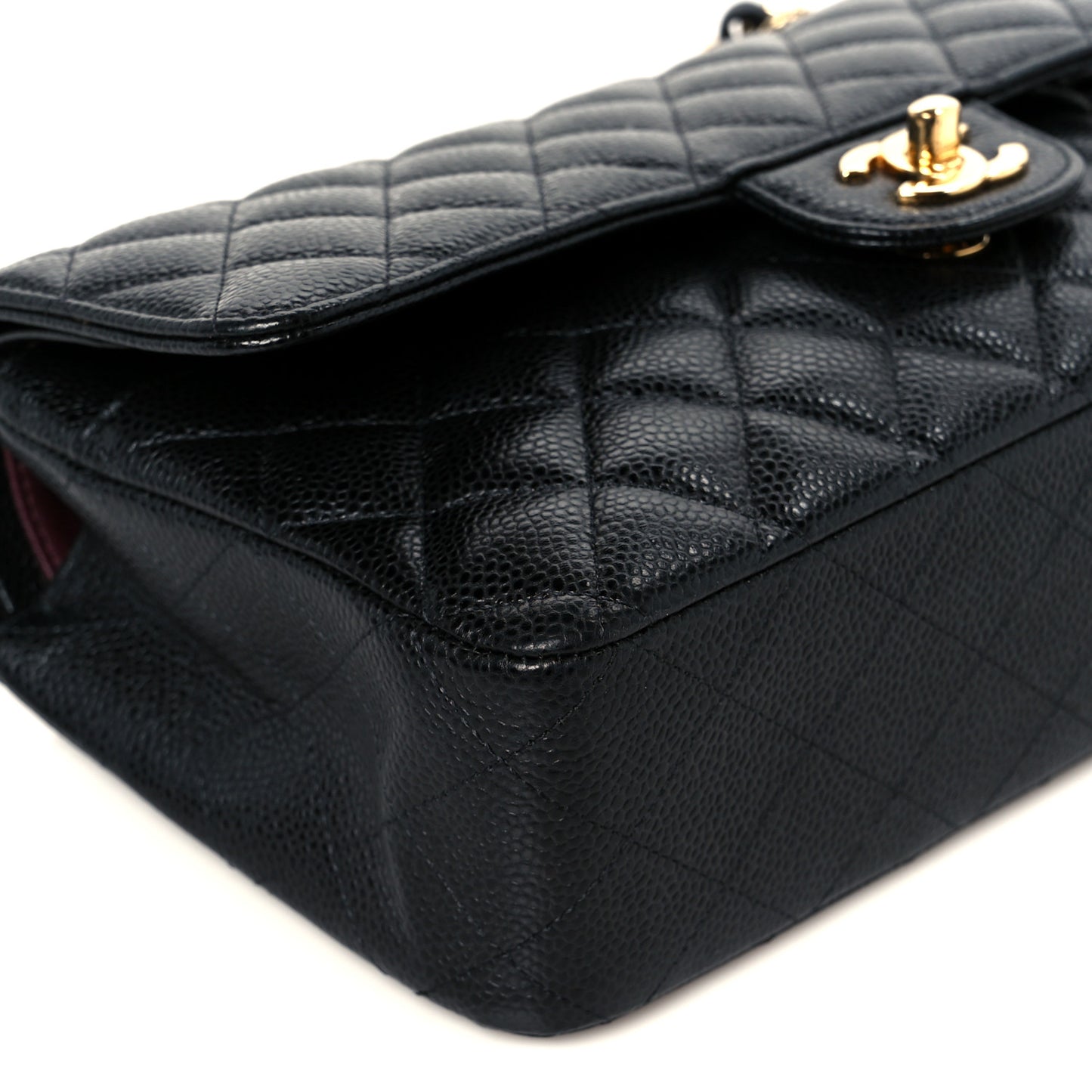 Caviar Quilted Medium Double Flap Black