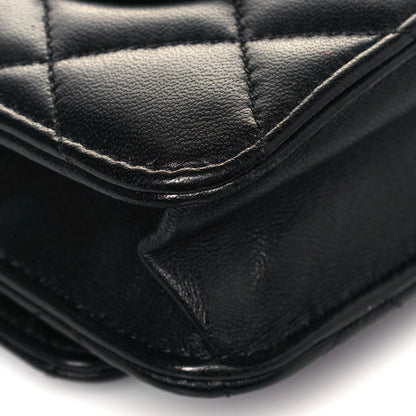 Chanel Lambskin Quilted Wallet On Chain WOC Black 10 of 13