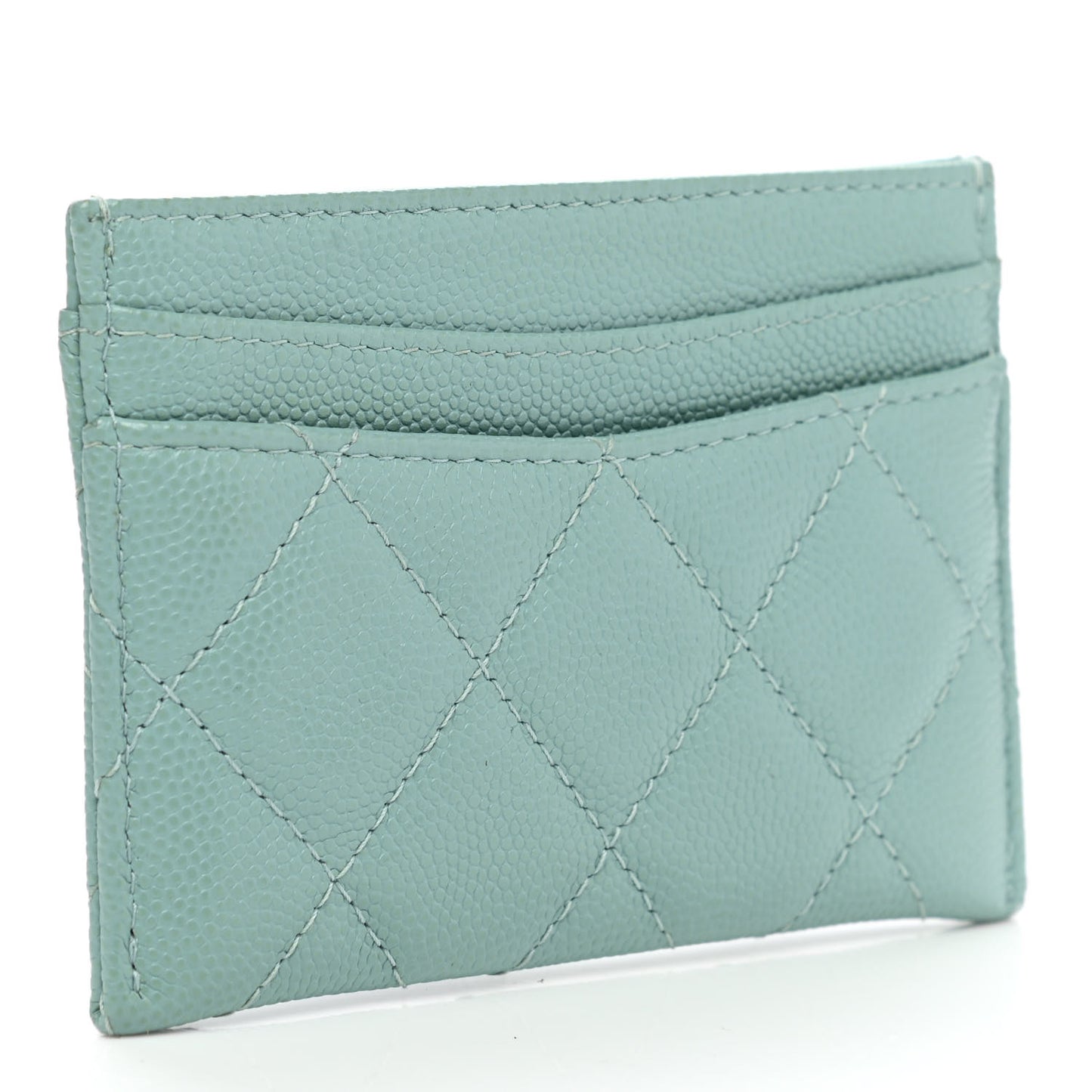 Caviar Quilted Card Holder Light Blue