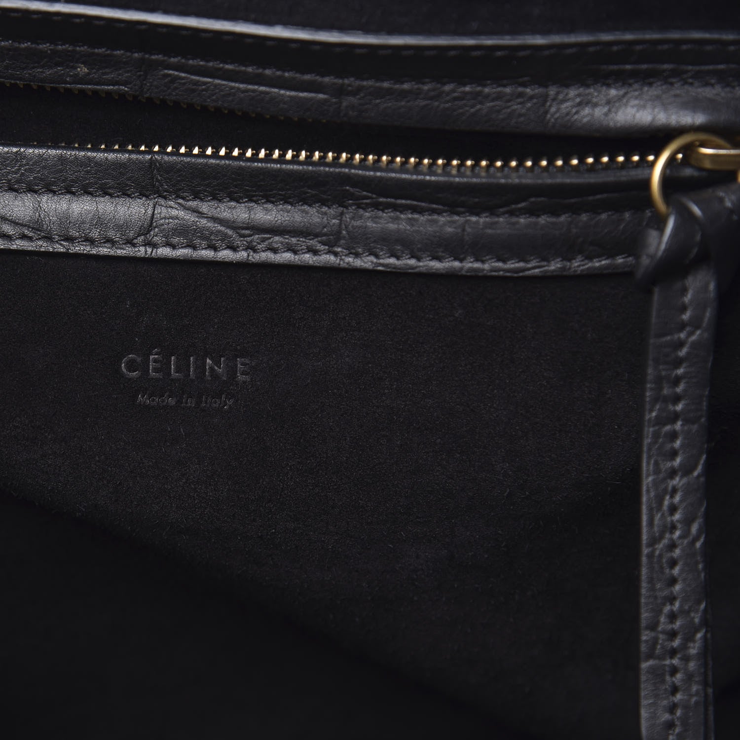 Celine Crocodile Embossed Calfskin Medium Phantom Luggage Black 7 of 16