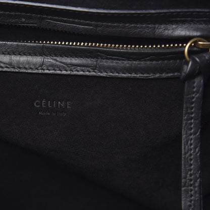Celine Crocodile Embossed Calfskin Medium Phantom Luggage Black 7 of 16