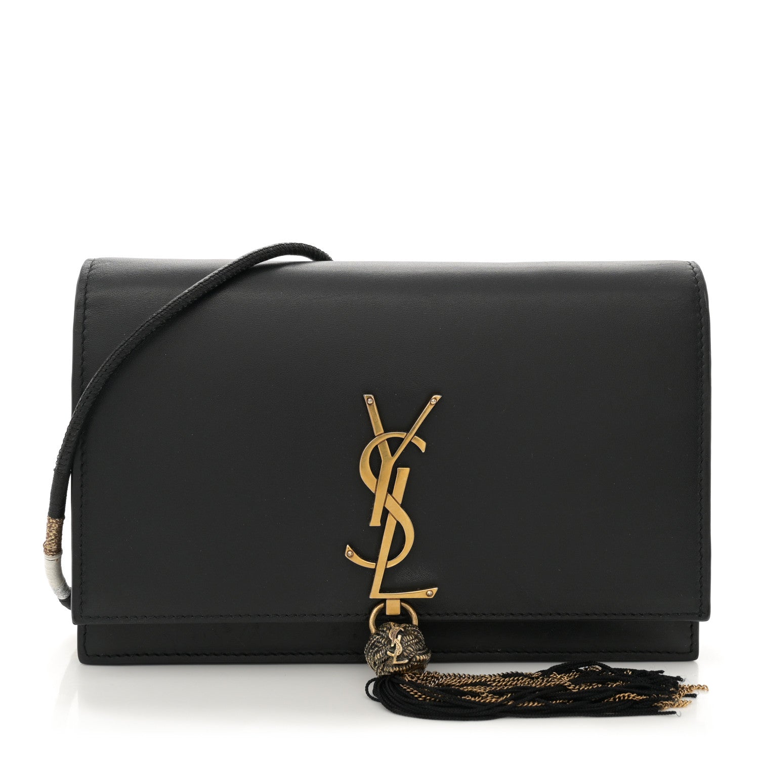 Saint Laurent Smooth Calfskin Small Classic Monogram Portefeuille On Chain Black 1 of 13