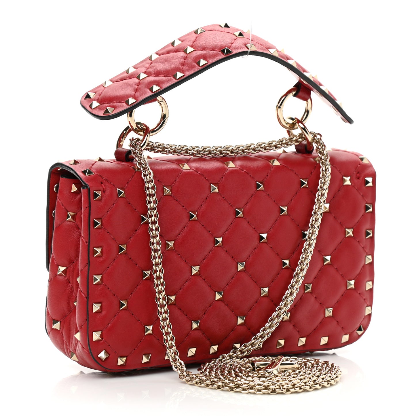 Nappa Small Rockstud Spike Shoulder Bag Rosso Valentino