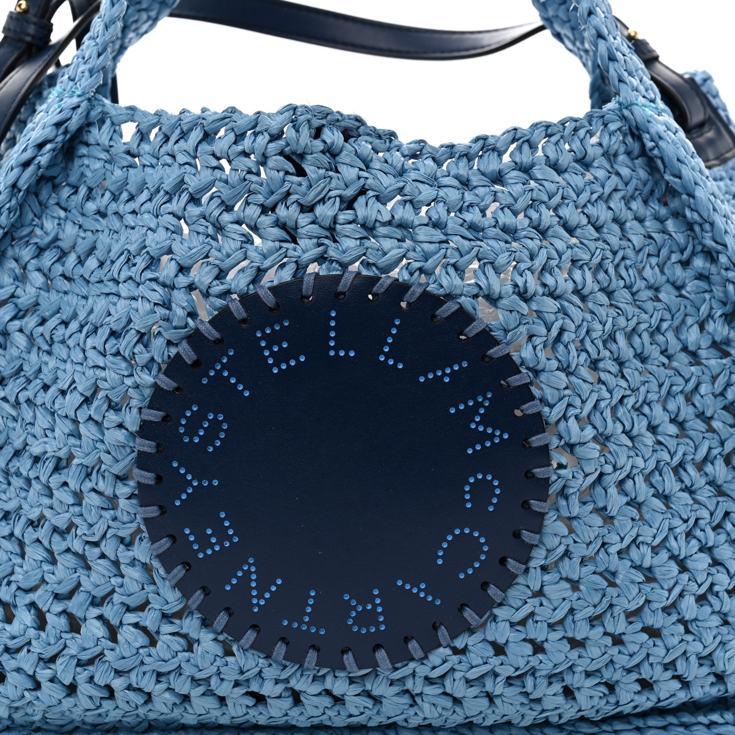 Stella McCartney Braided Raffia Eco Alter Napa Perforated Logo Crossbody Bag Light Blue 7 of 10