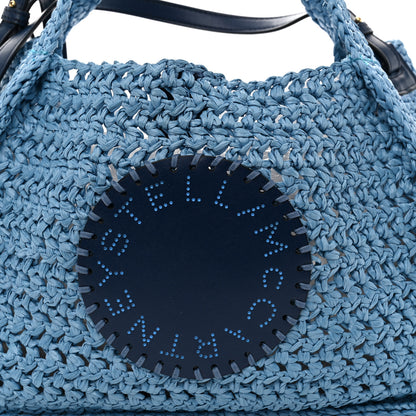 Stella McCartney Braided Raffia Eco Alter Napa Perforated Logo Crossbody Bag Light Blue 7 of 10