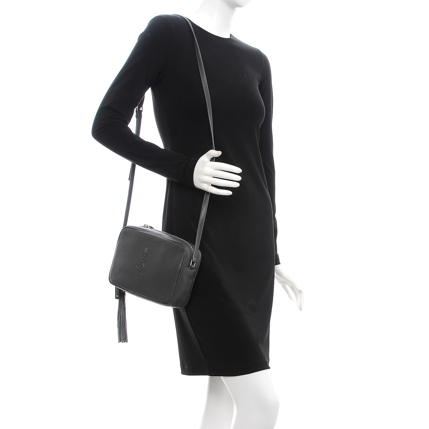 Saint Laurent Calfskin Monogram Small Lou Camera Bag Storm 2 of 7