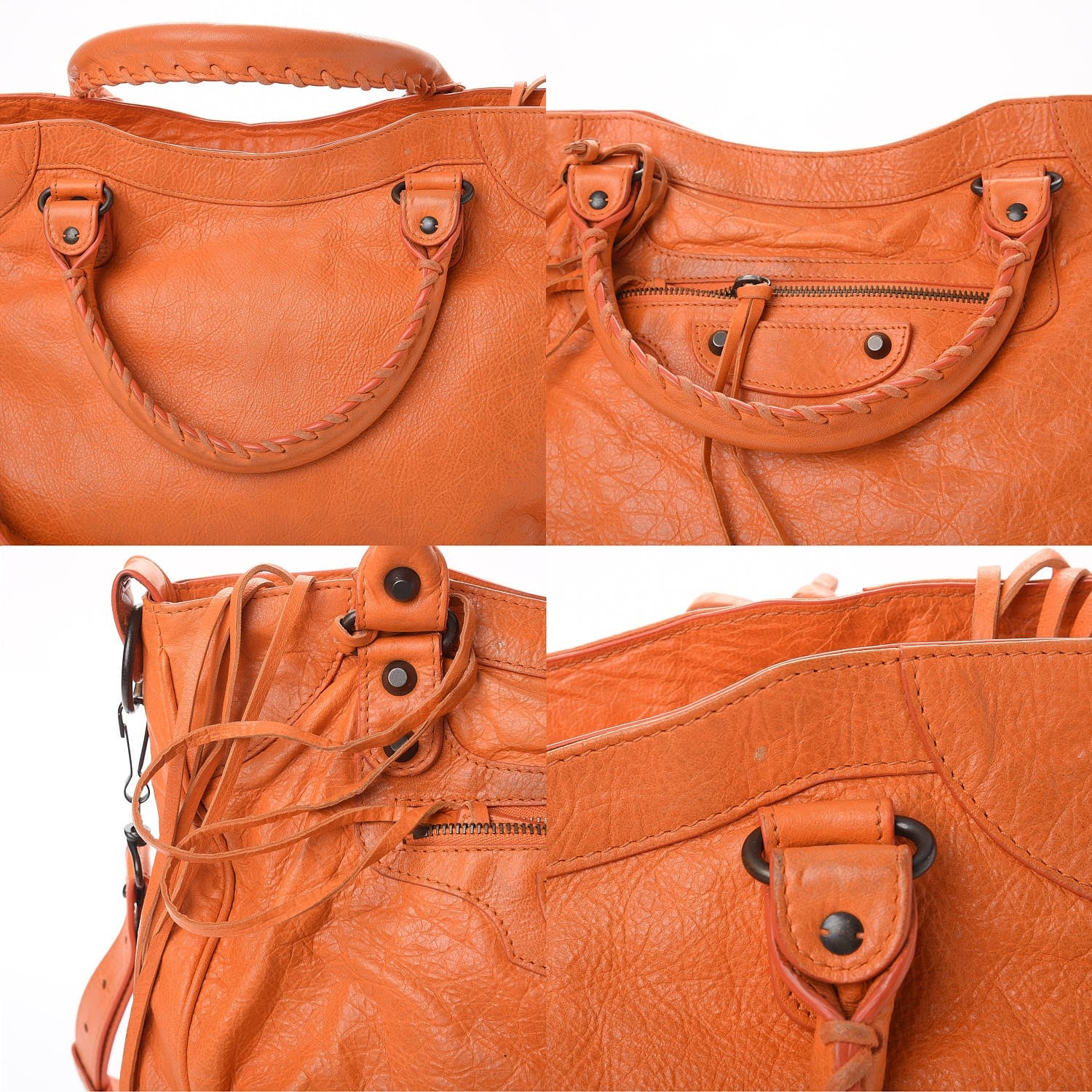 Balenciaga Agneau Classic Hardware Velo Tote Bag Tangerine 11 of 12